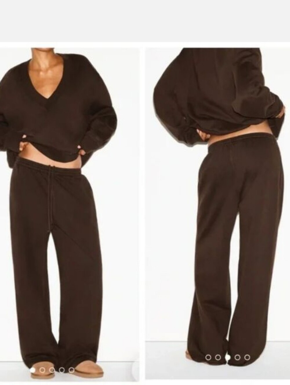 SKIMS NWT Boyfriend Fleece Baggy Cotton Sweatpant Size MEDIUM Espresso Color